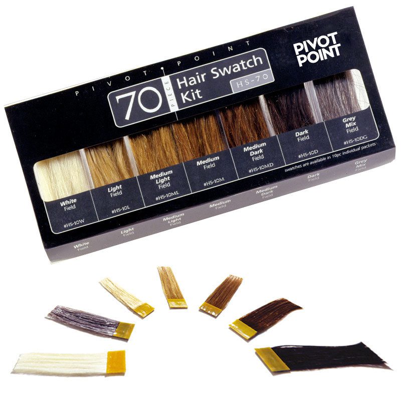Hair Swatch Kit image of hair samples that preview various colours of possible hair.